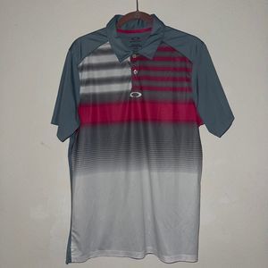 Oakley men’s polo t shirt collar size medium gray pink white